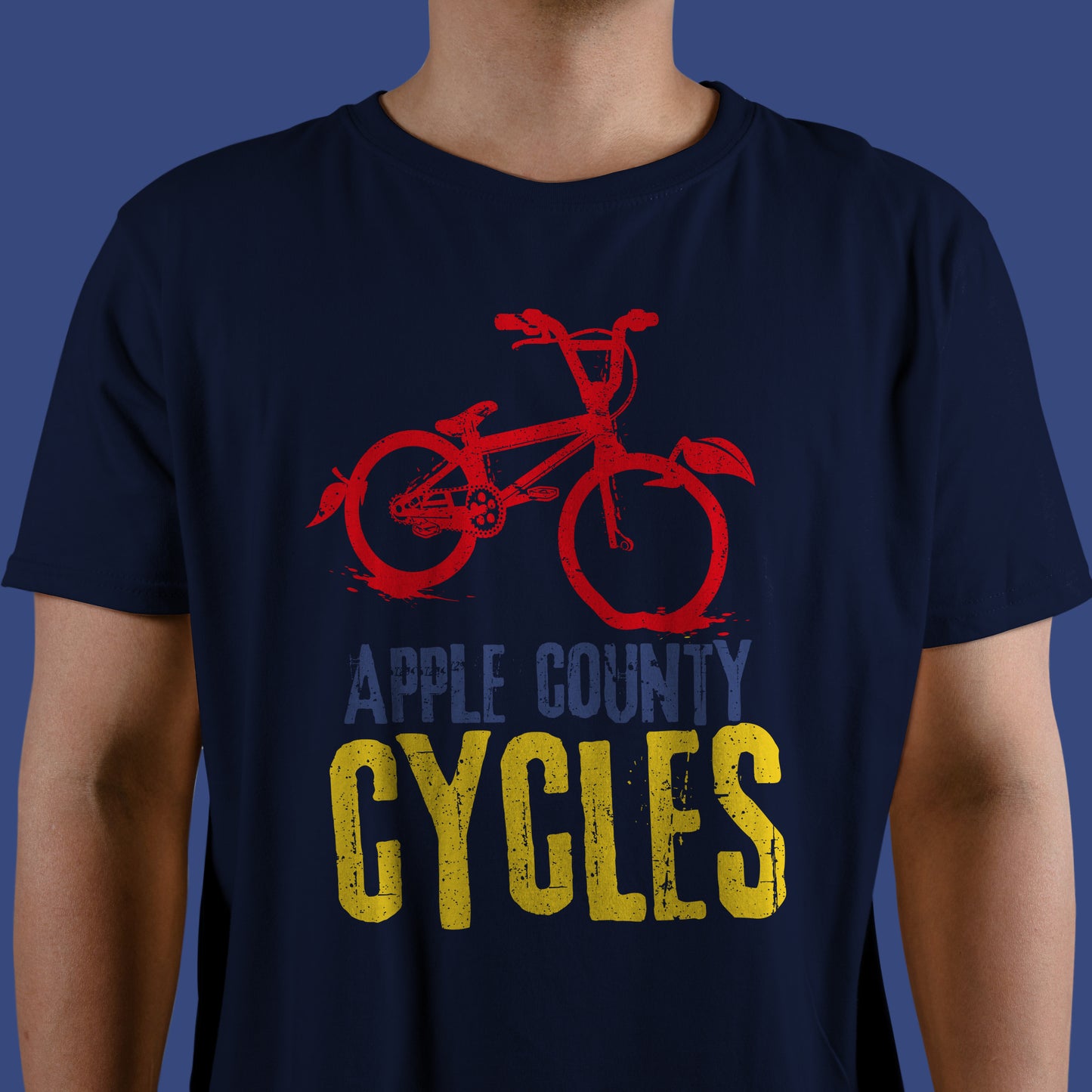 Apple County Cycles branded navy blueT-shirt