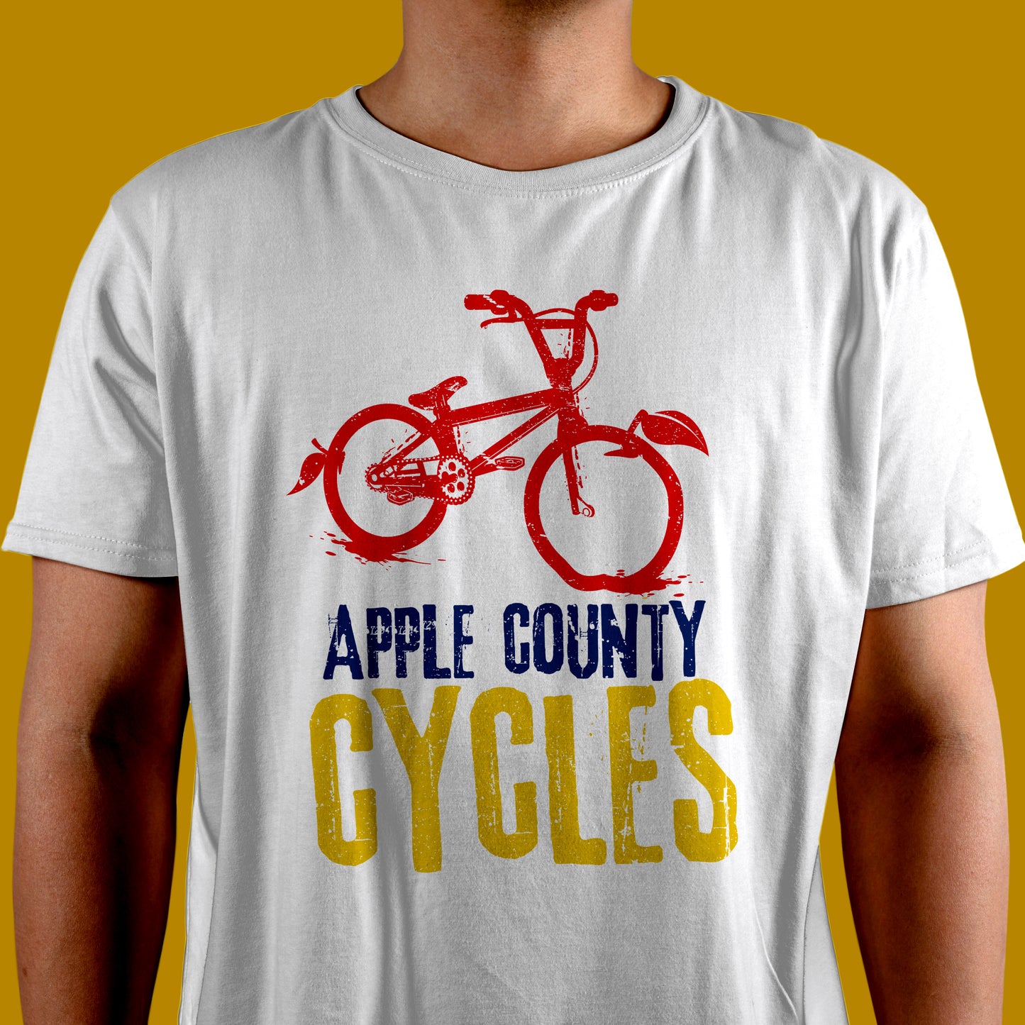 Apple County Cycles branded white T-shirt