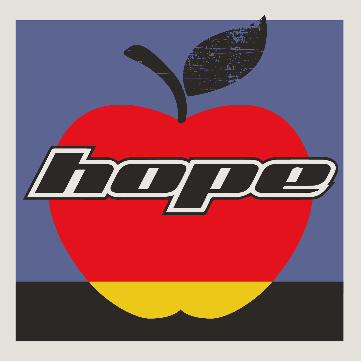 Hope products logo on an Apple Coounty Cycles branded background