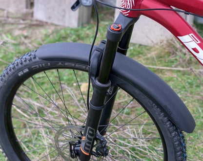 MuckyNutz Long Front Fender on bike wheel -Apple County Cycles