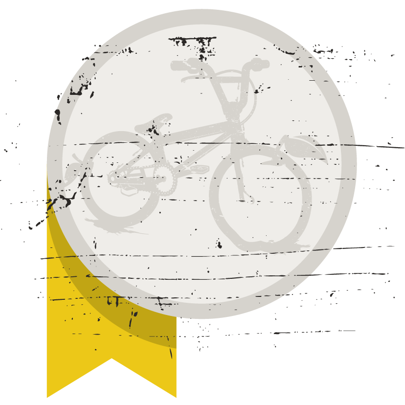 silvercoin with Apple County Cycles logo Icon and yellow ribbon
