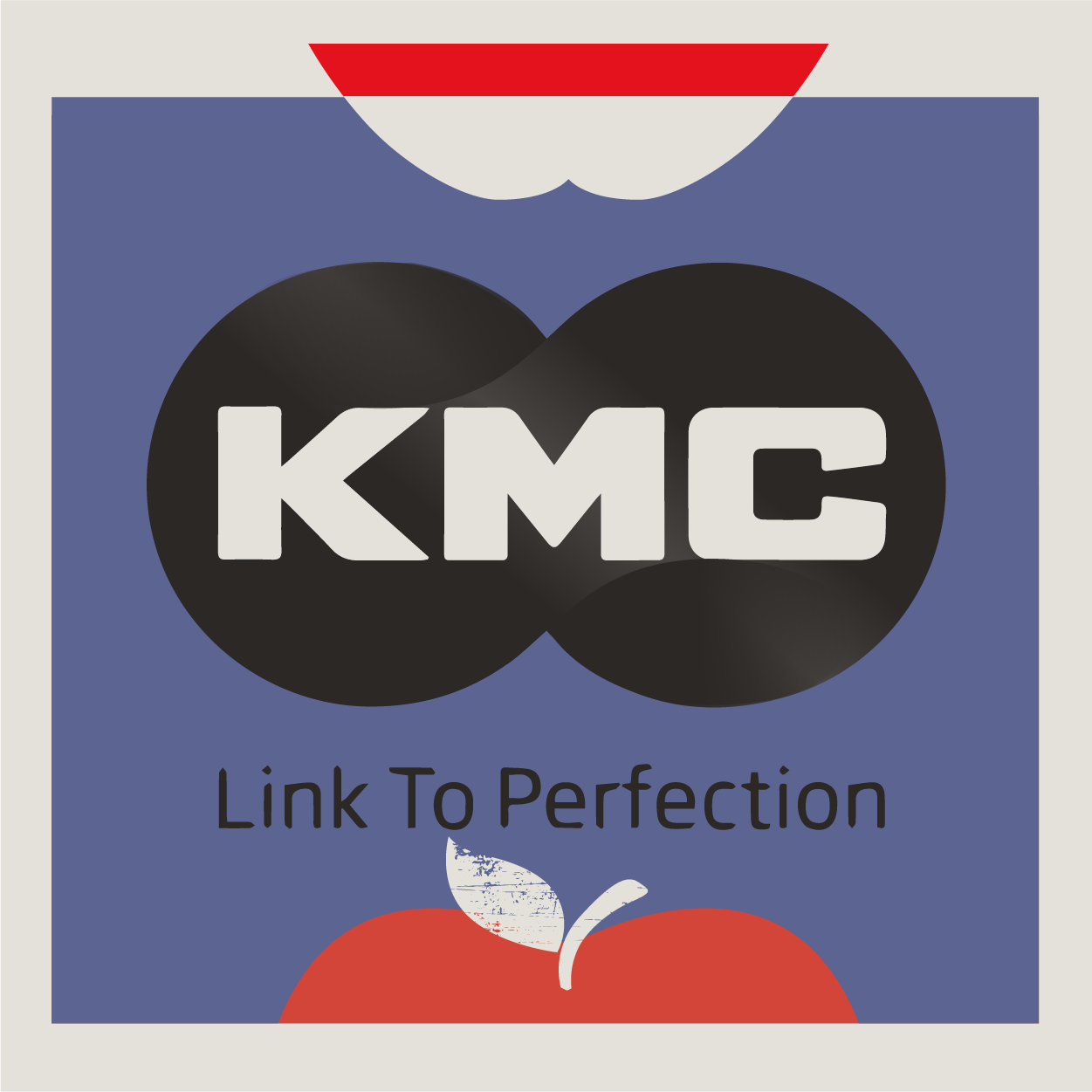KMC logo in blaxk and white on an Apple County Cycles branded background