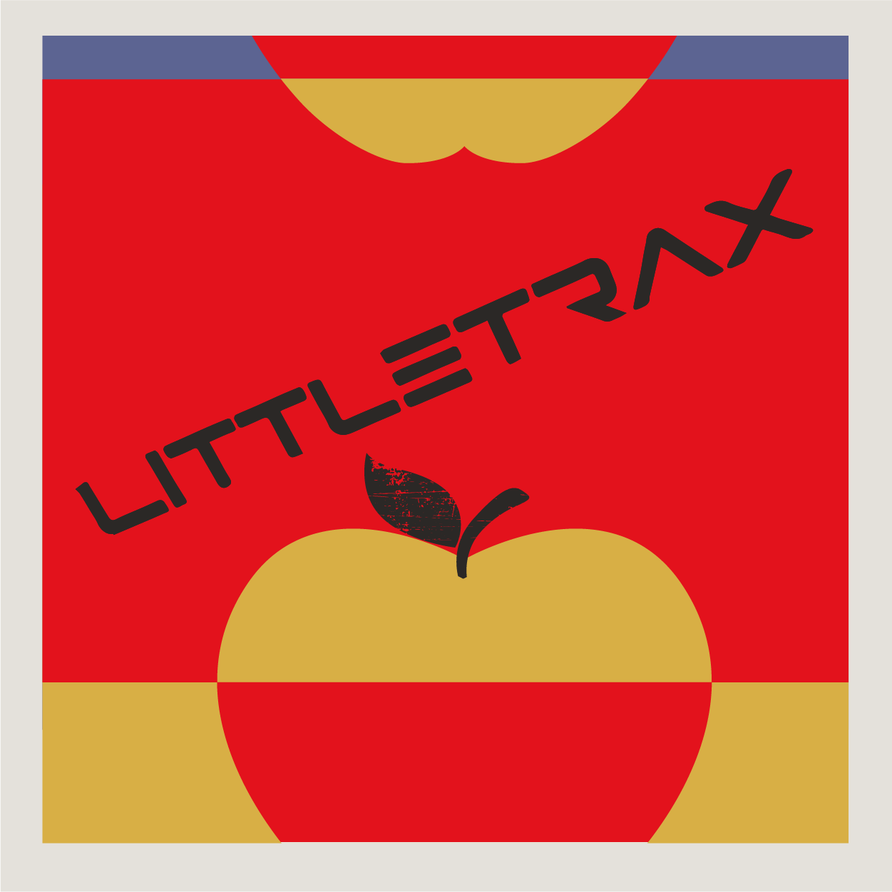 LittleTracks logo in black on an Apple County Cycles branded background