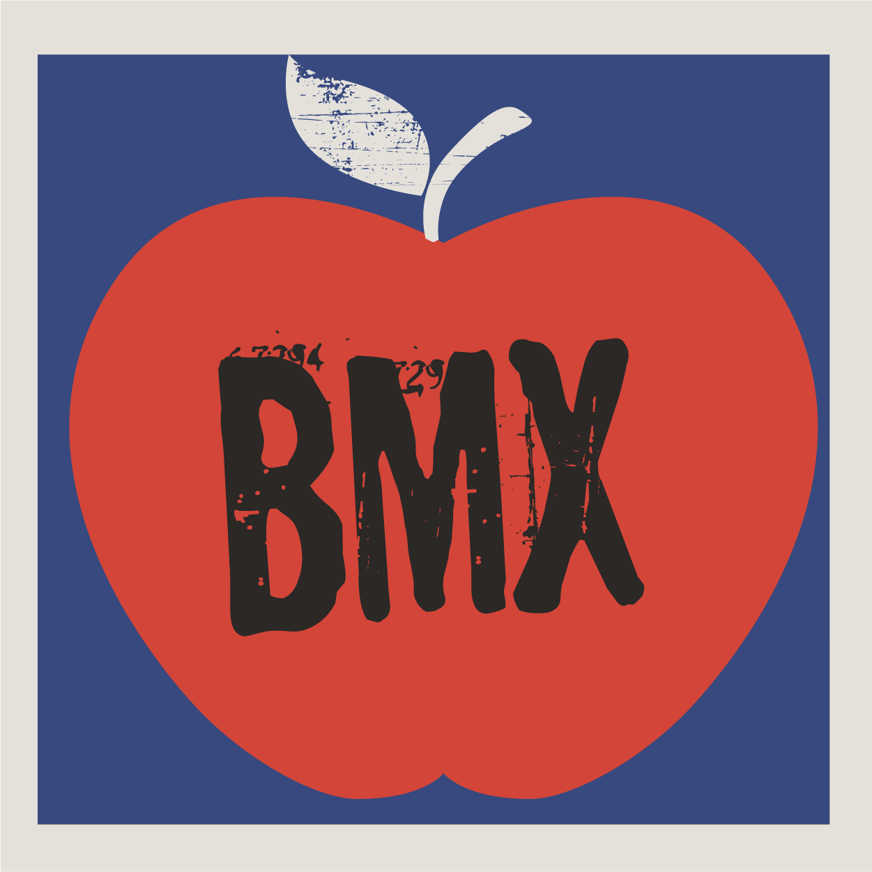 BMX text in black on an Apple County Cycles branded background