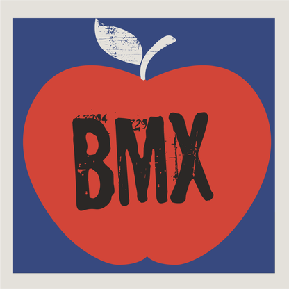 BMX text in black on an Apple County Cycles branded background