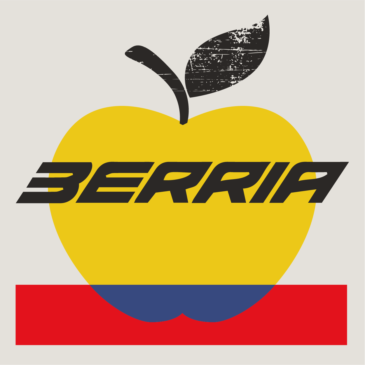 Berria logo in black on an Apple County Cycles branded background