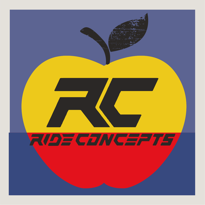 Ride Concepts logo in black on an Apple County Cycles branded background
