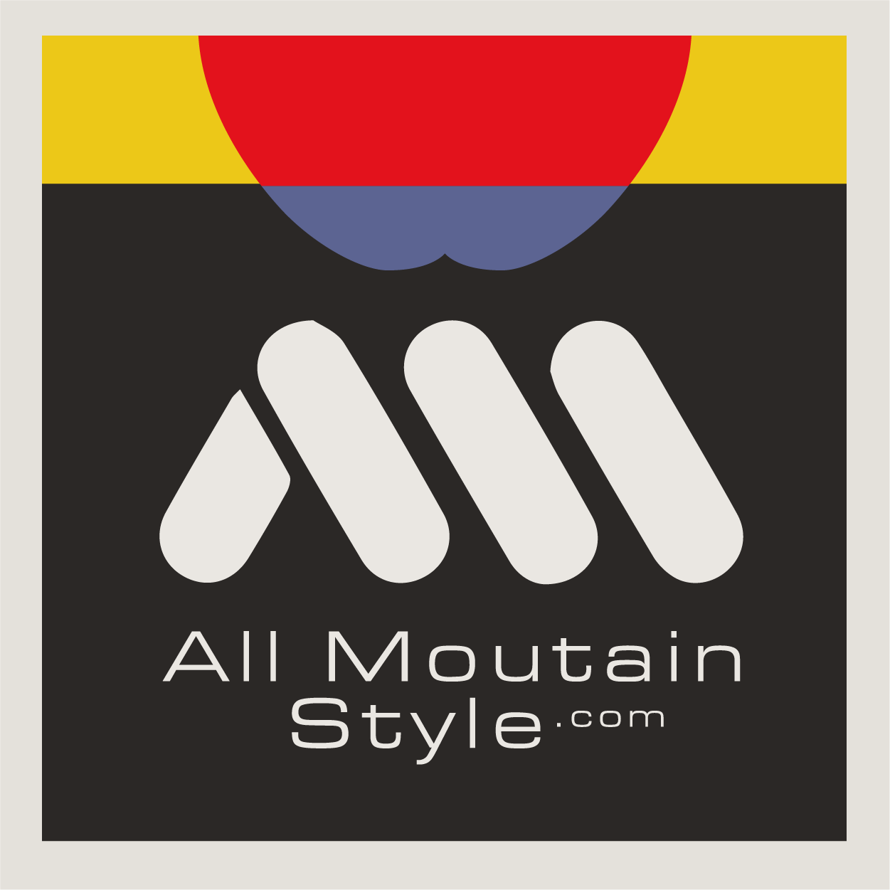 All Mountain Style logo in white on an Apple County Cycles branded background