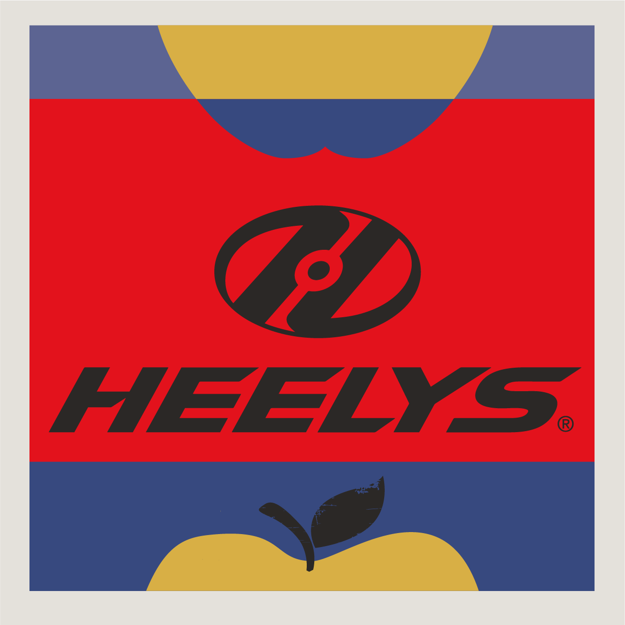 Heelys logo on an Apple county Cycles branded background