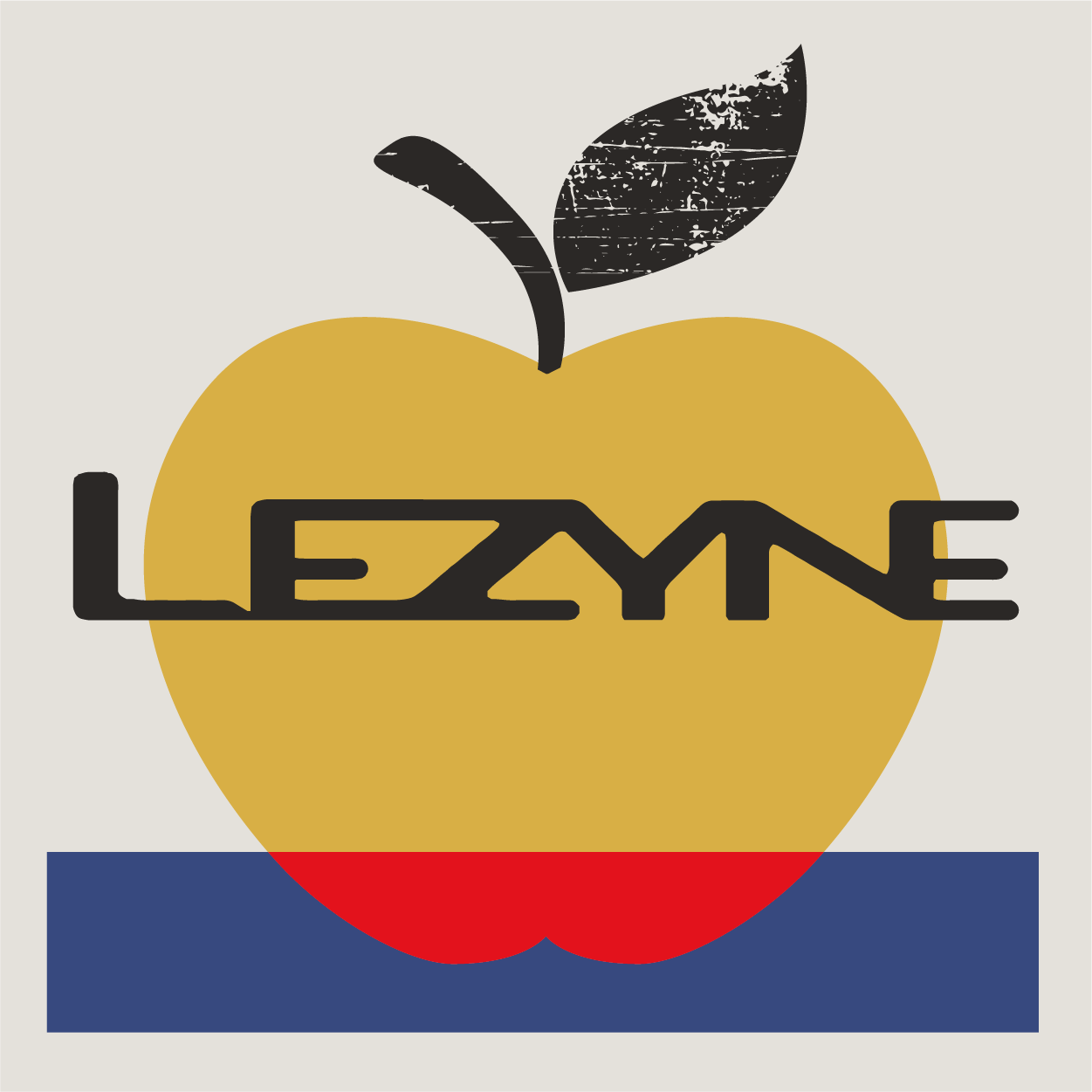 Lezyne logo in black on an Apple County Cycles branded background