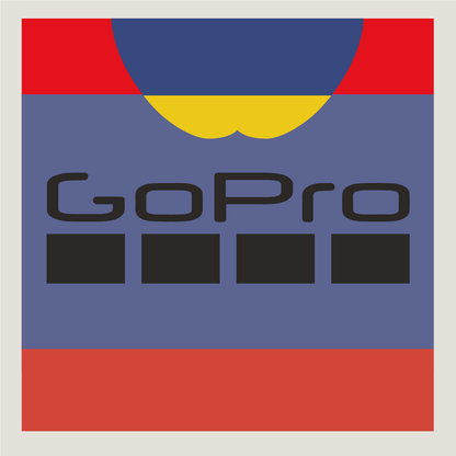 GoPro logo in black on an Apple County Cycles branded background