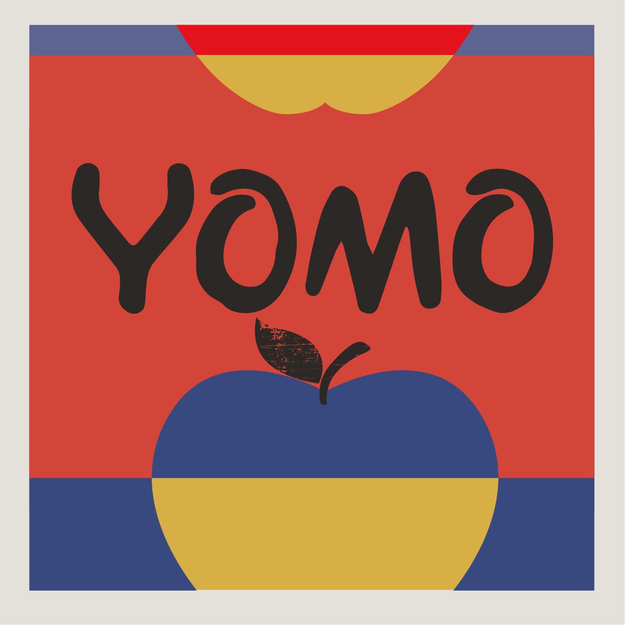 YOMO logo in black on an Apple County Cycles branded background